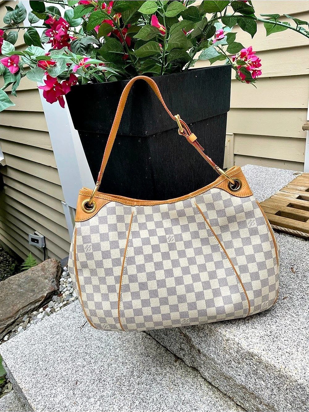 Louis Vuitton Galleria PM Hobo/Shoulder Bag in Pale Blue & Cream